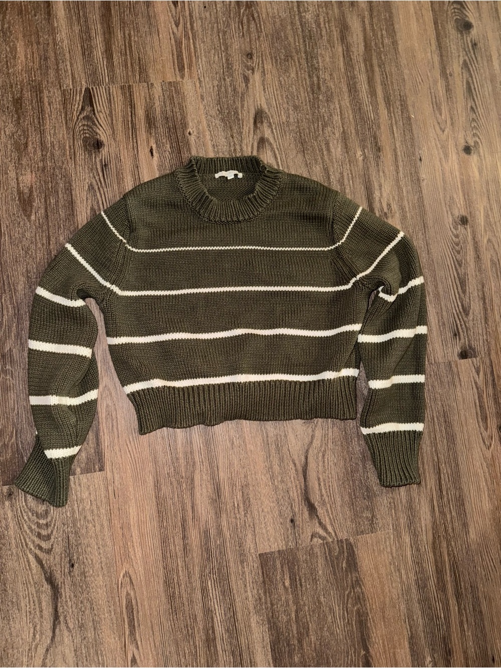 Z Supply Olive & Cream Striped Crew Sweater